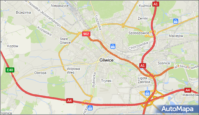 mapa Gliwic, Gliwice na mapie Targeo