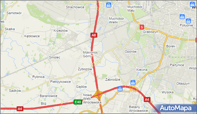 mapa Mokronos Dolny, Mokronos Dolny na mapie Targeo