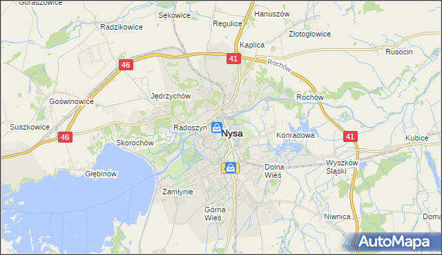 mapa Nysy, Nysa na mapie Targeo