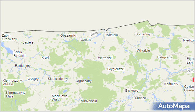 mapa Pietraszki gmina Gołdap, Pietraszki gmina Gołdap na mapie Targeo