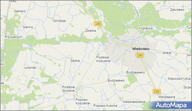 mapa Podlesie Kościelne, Podlesie Kościelne na mapie Targeo