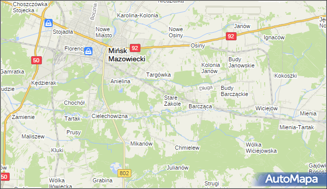 mapa Stare Zakole, Stare Zakole na mapie Targeo