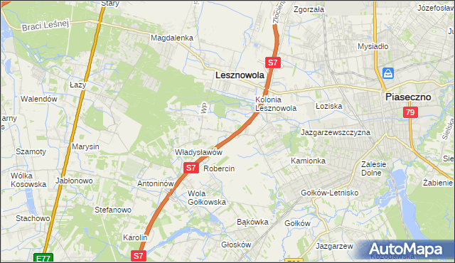 mapa Wilcza Góra gmina Lesznowola, Wilcza Góra gmina Lesznowola na mapie Targeo