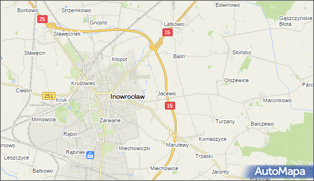 mapa Jacewo, Jacewo na mapie Targeo