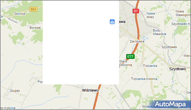 mapa Modła gmina Wiśniewo, Modła gmina Wiśniewo na mapie Targeo