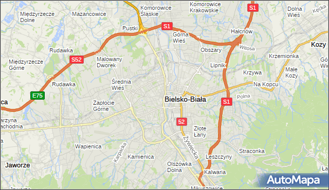 mapa Bielsko-Białej, Bielsko-Biała na mapie Targeo