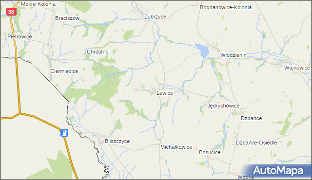 mapa Lewice gmina Branice, Lewice gmina Branice na mapie Targeo