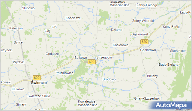mapa Strzegocin gmina Świercze, Strzegocin gmina Świercze na mapie Targeo