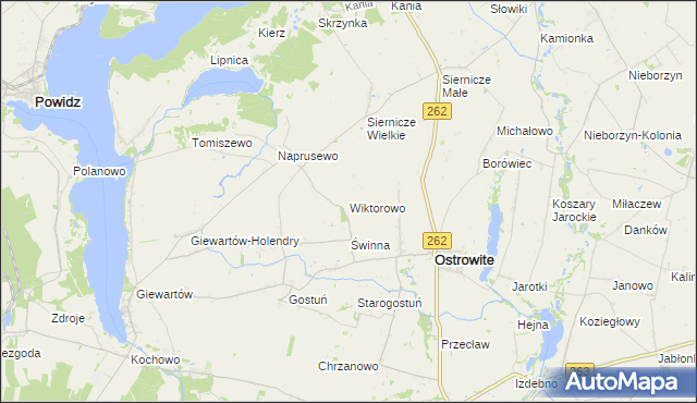 mapa Wiktorowo gmina Ostrowite, Wiktorowo gmina Ostrowite na mapie Targeo