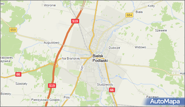 mapa Bielsk Podlaski, Bielsk Podlaski na mapie Targeo