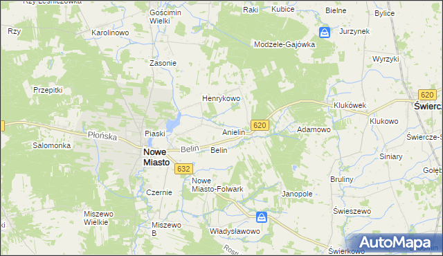 mapa Anielin gmina Nowe Miasto, Anielin gmina Nowe Miasto na mapie Targeo