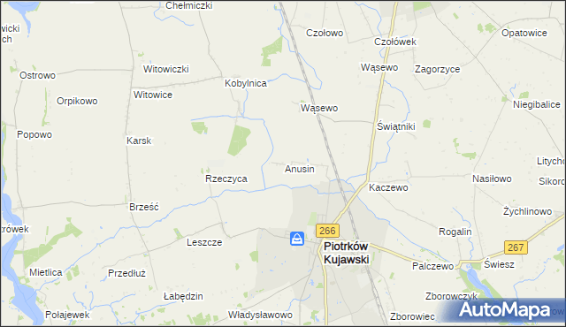 mapa Anusin gmina Piotrków Kujawski, Anusin gmina Piotrków Kujawski na mapie Targeo
