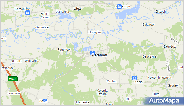 mapa Baranów powiat puławski, Baranów powiat puławski na mapie Targeo