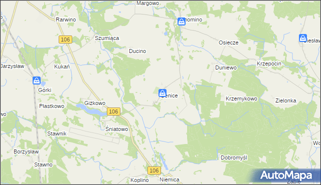 mapa Benice gmina Kamień Pomorski, Benice gmina Kamień Pomorski na mapie Targeo