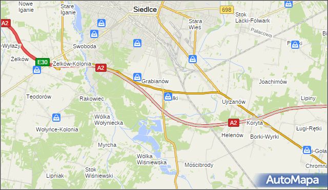 mapa Białki gmina Siedlce, Białki gmina Siedlce na mapie Targeo