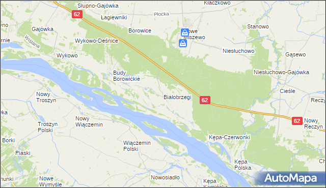 mapa Białobrzegi gmina Bodzanów, Białobrzegi gmina Bodzanów na mapie Targeo