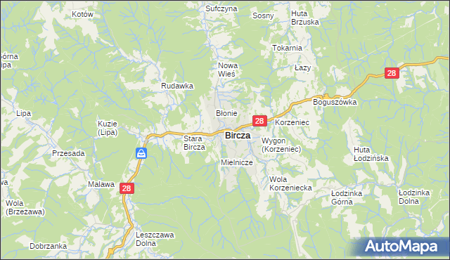 mapa Bircza, Bircza na mapie Targeo