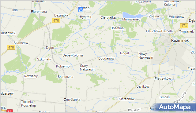 mapa Bogdanów gmina Koźminek, Bogdanów gmina Koźminek na mapie Targeo