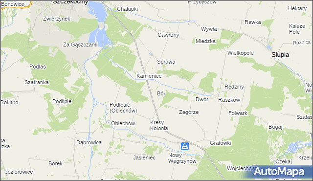 mapa Bór gmina Słupia, Bór gmina Słupia na mapie Targeo