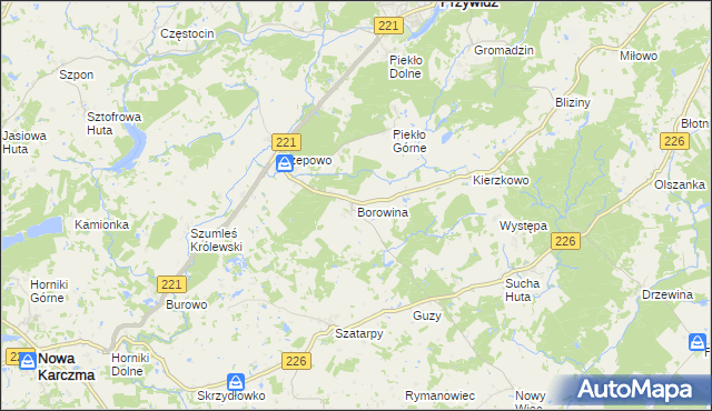 mapa Borowina gmina Przywidz, Borowina gmina Przywidz na mapie Targeo