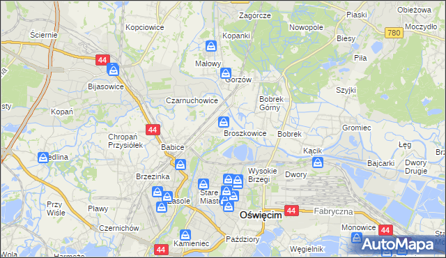 mapa Broszkowice, Broszkowice na mapie Targeo