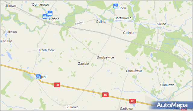 mapa Brudzewice gmina Suchań, Brudzewice gmina Suchań na mapie Targeo