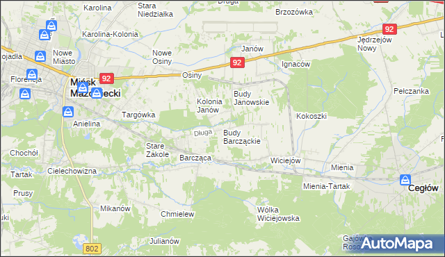 mapa Budy Barcząckie, Budy Barcząckie na mapie Targeo