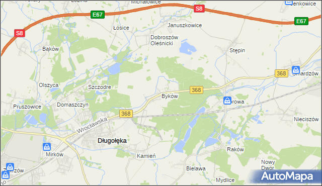 mapa Byków, Byków na mapie Targeo