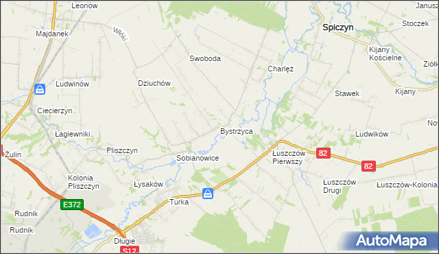 mapa Bystrzyca gmina Wólka, Bystrzyca gmina Wólka na mapie Targeo