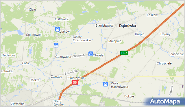 mapa Chajęty, Chajęty na mapie Targeo