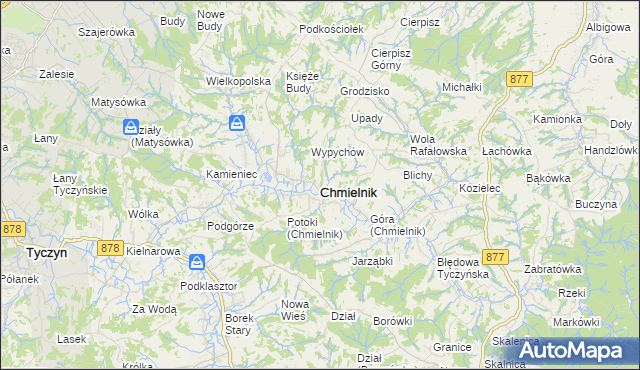 mapa Chmielnik powiat rzeszowski, Chmielnik powiat rzeszowski na mapie Targeo