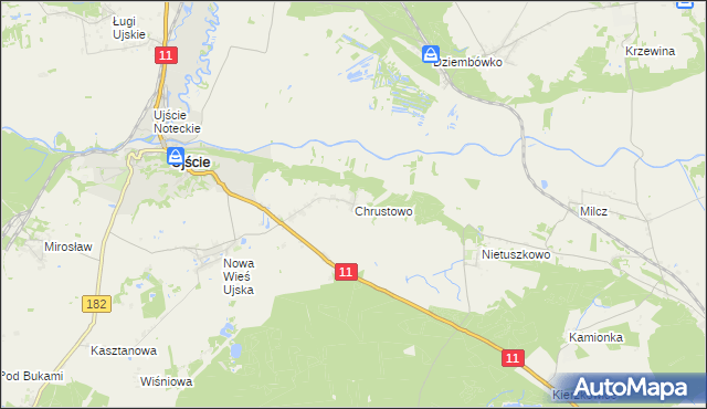 mapa Chrustowo gmina Ujście, Chrustowo gmina Ujście na mapie Targeo