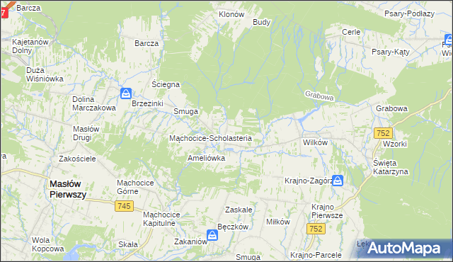 mapa Ciekoty, Ciekoty na mapie Targeo