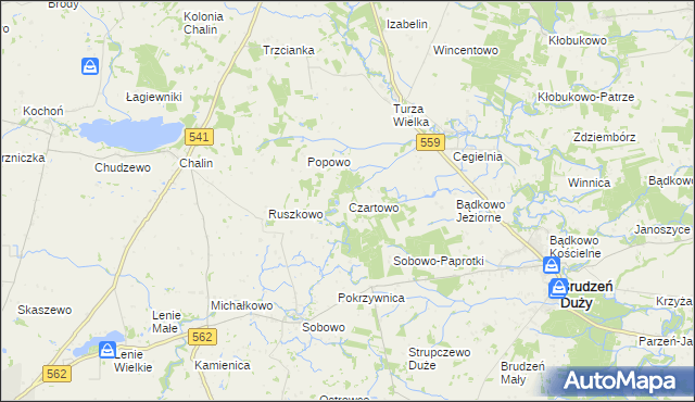 mapa Czartowo gmina Dobrzyń nad Wisłą, Czartowo gmina Dobrzyń nad Wisłą na mapie Targeo