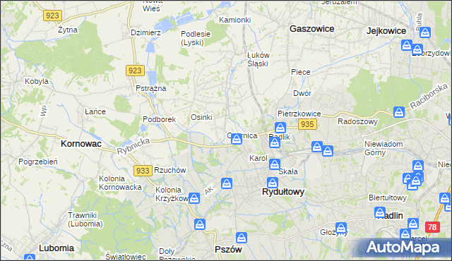 mapa Czernica gmina Gaszowice, Czernica gmina Gaszowice na mapie Targeo