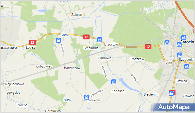 mapa Dąbrowa gmina Jarocin, Dąbrowa gmina Jarocin na mapie Targeo