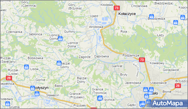 mapa Dąbrówka gmina Brzyska, Dąbrówka gmina Brzyska na mapie Targeo
