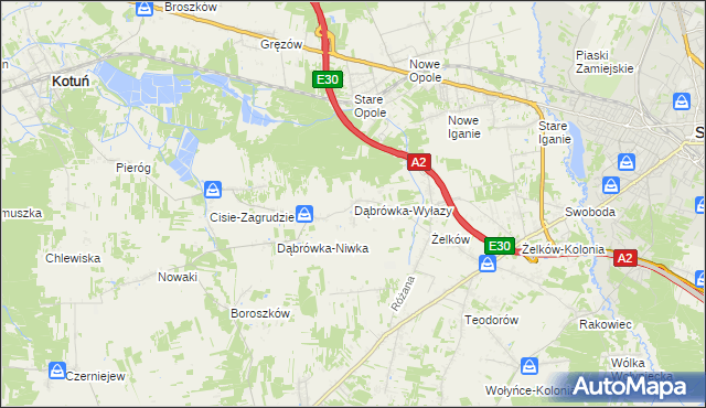 mapa Dąbrówka-Wyłazy, Dąbrówka-Wyłazy na mapie Targeo
