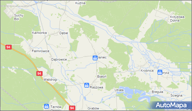 mapa Daniec, Daniec na mapie Targeo