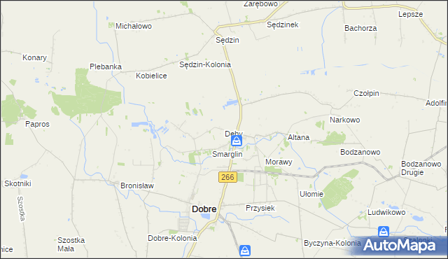 mapa Dęby gmina Dobre, Dęby gmina Dobre na mapie Targeo