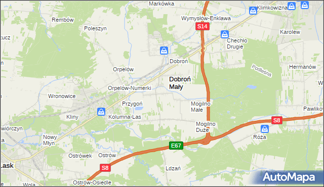 mapa Dobroń Duży, Dobroń Duży na mapie Targeo