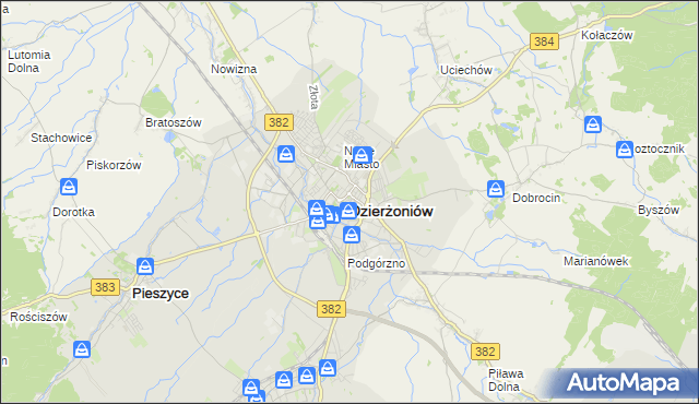 mapa Dzierżoniów, Dzierżoniów na mapie Targeo