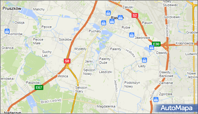 mapa Falenty Duże, Falenty Duże na mapie Targeo