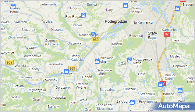 mapa Gołkowice Dolne, Gołkowice Dolne na mapie Targeo
