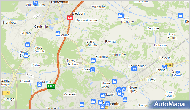 mapa Helenów gmina Wołomin, Helenów gmina Wołomin na mapie Targeo