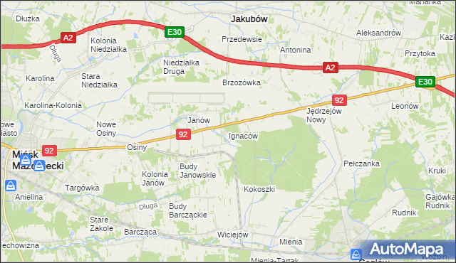 mapa Ignaców gmina Mińsk Mazowiecki, Ignaców gmina Mińsk Mazowiecki na mapie Targeo