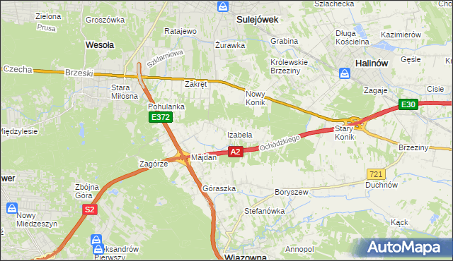 mapa Izabela gmina Wiązowna, Izabela gmina Wiązowna na mapie Targeo