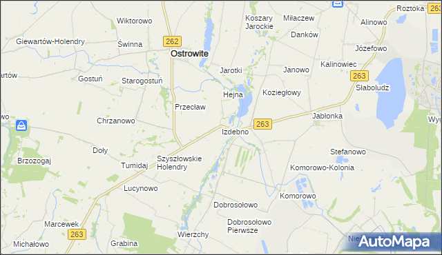 mapa Izdebno gmina Ostrowite, Izdebno gmina Ostrowite na mapie Targeo