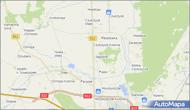 mapa Jagodne gmina Sawin, Jagodne gmina Sawin na mapie Targeo