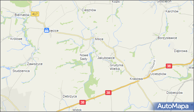 mapa Jakubowice gmina Pawłowiczki, Jakubowice gmina Pawłowiczki na mapie Targeo
